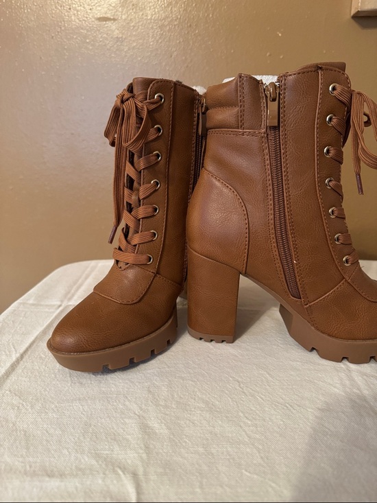 TOP Moda Shoes - TOP Moda Brown Lace-Up Chunky Heel Ankle Boots